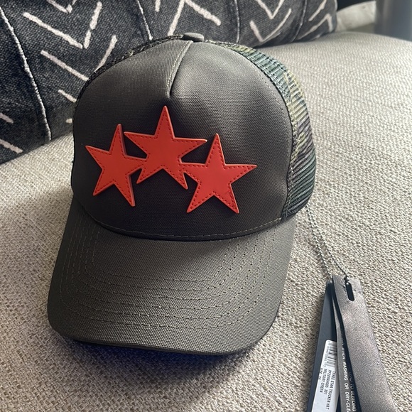 Men's army green 3 star Amiri baseball cap - Picture 3 of 11